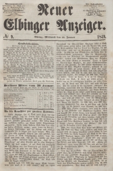 Neuer Elbinger Anzeiger, Nr. 9. Mittwoch, 31. Januar 1849