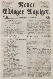 Neuer Elbinger Anzeiger, Nr. 12. Sonnabend, 10. Februar 1849