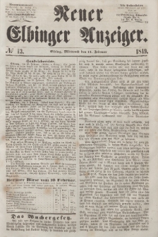 Neuer Elbinger Anzeiger, Nr. 13. Mittwoch, 14. Februar 1849