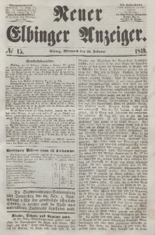 Neuer Elbinger Anzeiger, Nr. 15. Mittwoch, 21. Februar 1849