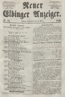 Neuer Elbinger Anzeiger, Nr. 18. Sonnabend, 3. März 1849