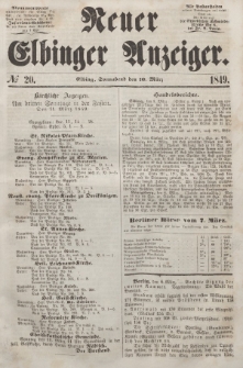 Neuer Elbinger Anzeiger, Nr. 20. Sonnabend, 10. März 1849