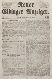 Neuer Elbinger Anzeiger, Nr. 21. Mittwoch, 14. März 1849