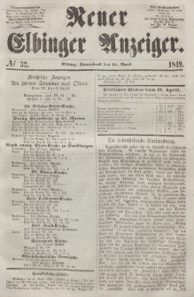 Neuer Elbinger Anzeiger, Nr. 32. Sonnabend, 21. April 1849