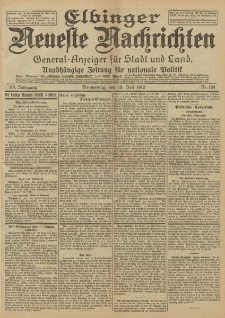 Elbinger Neueste Nachrichten, Nr. 166 Donnerstag 18 Juli 1912 64. Jahrgang