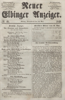 Neuer Elbinger Anzeiger, Nr. 40. Sonnabend, 19. Mai 1849