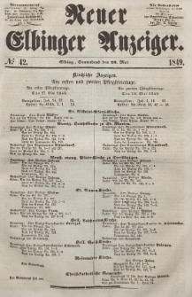 Neuer Elbinger Anzeiger, Nr. 42. Sonnabend, 26. Mai 1849
