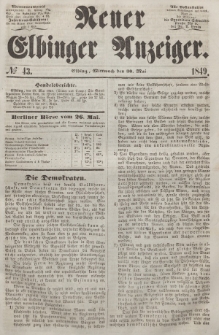 Neuer Elbinger Anzeiger, Nr. 43. Mittwoch, 30. Mai 1849
