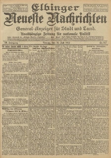 Elbinger Neueste Nachrichten, Nr. 167 Freitag 19 Juli 1912 64. Jahrgang