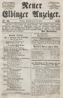 Neuer Elbinger Anzeiger, Nr. 46. Sonnabend, 9. Juni 1849
