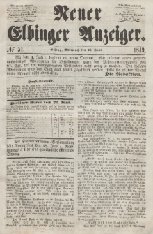 Neuer Elbinger Anzeiger, Nr. 51. Mittwoch, 27. Juni 1849
