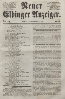 Neuer Elbinger Anzeiger, Nr. 54. Sonnabend, 7. Juli 1849