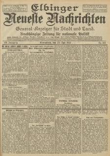 Elbinger Neueste Nachrichten, Nr. 168 Sonnabend 20 Juli 1912 64. Jahrgang
