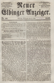 Neuer Elbinger Anzeiger, Nr. 57. Mittwoch, 18. Juli 1849