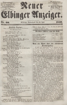 Neuer Elbinger Anzeiger, Nr. 60. Sonnabend, 28. Juli 1849