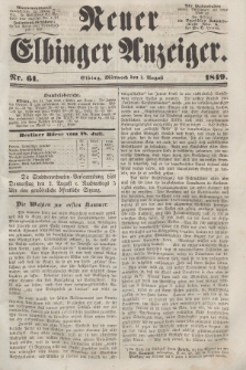 Neuer Elbinger Anzeiger, Nr. 61. Mittwoch, 1. August 1849