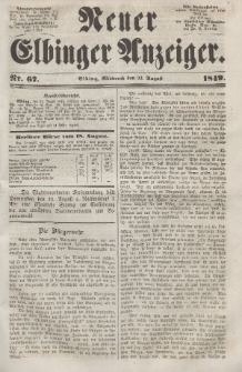 Neuer Elbinger Anzeiger, Nr. 67. Mittwoch, 22. August 1849