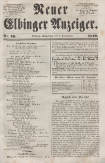 Neuer Elbinger Anzeiger, Nr. 70. Sonnabend, 1. September 1849