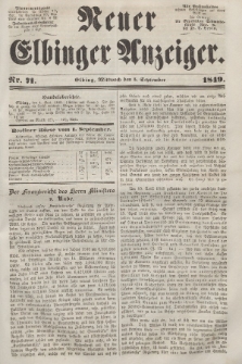 Neuer Elbinger Anzeiger, Nr. 71. Mittwoch, 5. September 1849