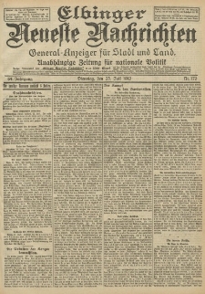 Elbinger Neueste Nachrichten, Nr. 170 Dienstag 23 Juli 1912 64. Jahrgang