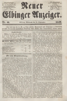Neuer Elbinger Anzeiger, Nr. 77. Mittwoch, 26. September 1849