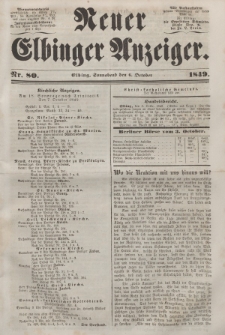 Neuer Elbinger Anzeiger, Nr. 80. Sonnabend, 6. Oktober 1849