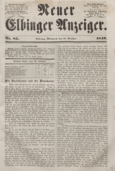 Neuer Elbinger Anzeiger, Nr. 85. Mittwoch, 24. Oktober 1849