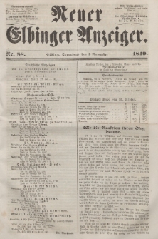 Neuer Elbinger Anzeiger, Nr. 88. Sonnabend, 3. November 1849