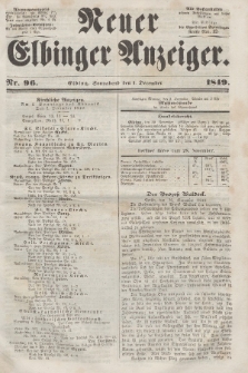 Neuer Elbinger Anzeiger, Nr. 96. Sonnabend, 1. Dezember 1849