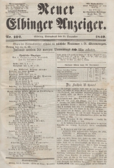 Neuer Elbinger Anzeiger, Nr. 102. Sonnabend, 22. Dezember 1849