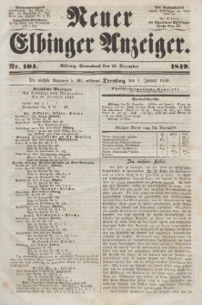 Neuer Elbinger Anzeiger, Nr. 104. Sonnabend, 29. Dezember 1849