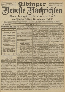 Elbinger Neueste Nachrichten, Nr. 173 Freitag 26 Juli 1912 64. Jahrgang
