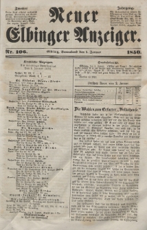 Neuer Elbinger Anzeiger, Nr. 106. Sonnabend, 5. Januar 1850