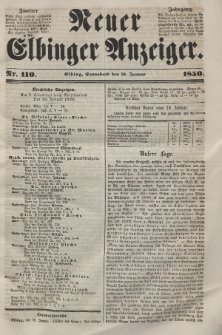 Neuer Elbinger Anzeiger, Nr. 110. Sonnabend, 19. Januar 1850