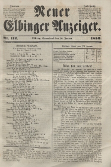 Neuer Elbinger Anzeiger, Nr. 112. Sonnabend, 26. Januar 1850