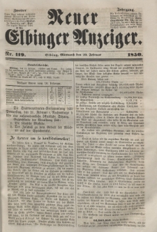 Neuer Elbinger Anzeiger, Nr. 119. Mittwoch, 20. Februar 1850