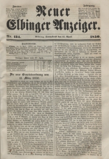 Neuer Elbinger Anzeiger, Nr. 134. Sonnabend, 13. April 1850