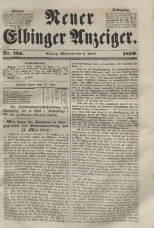 Neuer Elbinger Anzeiger, Nr. 135. Mittwoch, 17. April 1850