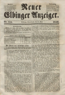 Neuer Elbinger Anzeiger, Nr. 144. Sonnabend, 18. Mai 1850