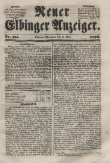Neuer Elbinger Anzeiger, Nr. 145. Mittwoch, 22. Mai 1850