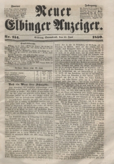 Neuer Elbinger Anzeiger, Nr. 154. Sonnabend, 22. Juni 1850