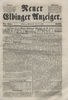 Neuer Elbinger Anzeiger, Nr. 155. Mittwoch, 26. Juni 1850