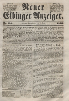 Neuer Elbinger Anzeiger, Nr. 156. Sonnabend, 29. Juni 1850