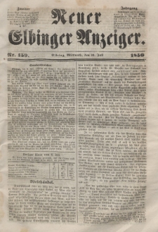 Neuer Elbinger Anzeiger, Nr. 159. Mittwoch, 10. Juli 1850
