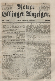 Neuer Elbinger Anzeiger, Nr. 164. Sonnabend, 27. Juli 1850