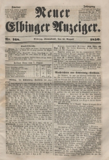 Neuer Elbinger Anzeiger, Nr. 168. Sonnabend, 10. August 1850