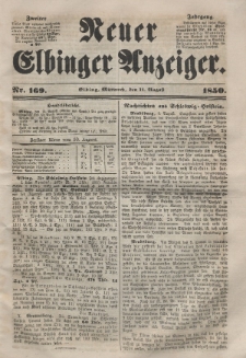 Neuer Elbinger Anzeiger, Nr. 169. Mittwoch, 14. August 1850