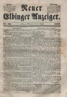 Neuer Elbinger Anzeiger, Nr. 171. Mittwoch, 21. August 1850