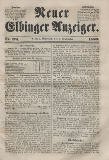 Neuer Elbinger Anzeiger, Nr. 175. Mittwoch, 4. September 1850