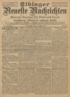 Elbinger Neueste Nachrichten, Nr. 180 Sonnabend 3 August 1912 64. Jahrgang